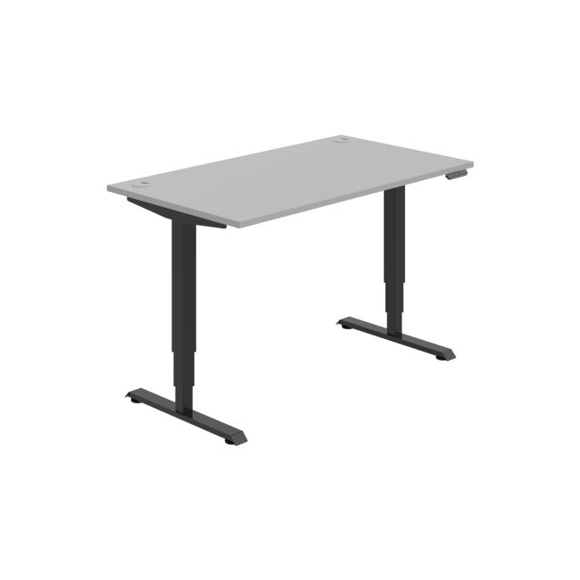 Schreibtisch RUN, PO, 3S, 140x64,5-130,5x80 cm, grau/schwarz