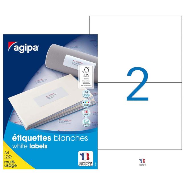 [AG101137] Universal-Etiketten 210 x 148,5 mm, Agipa A4, 100 Blatt