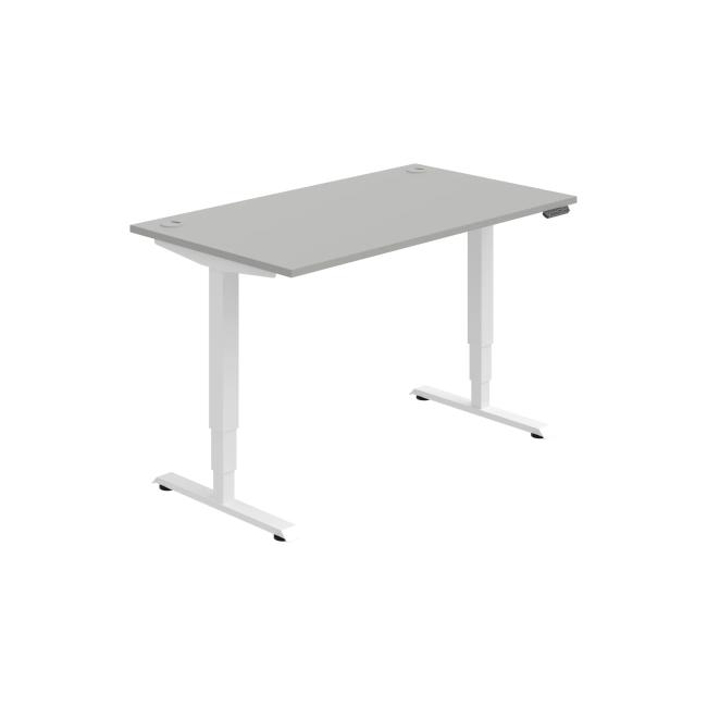 [ON223186] Schreibtisch RUN, PO, 3S, 140x64,5-130,5x80 cm, grau/weiß