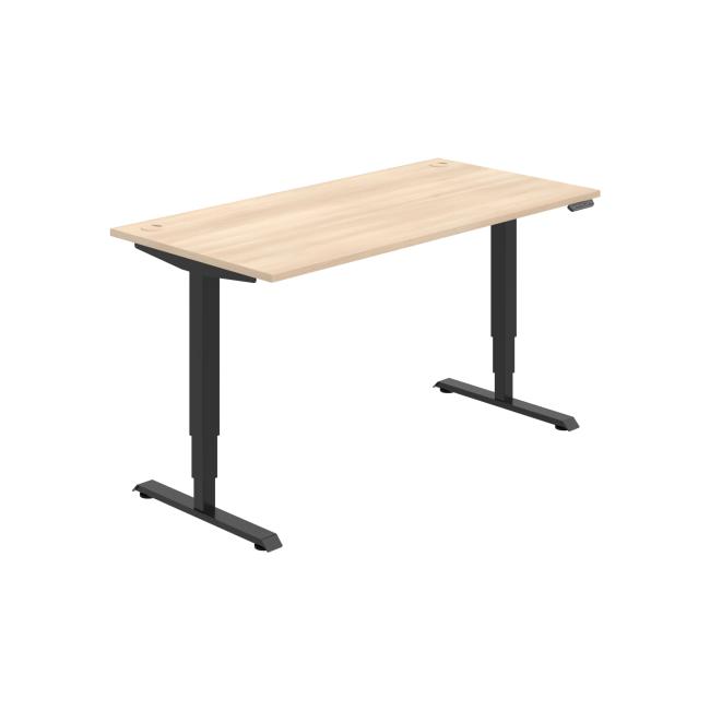 Schreibtisch RUN, PO, 3S, 160x64,5-130,5x80 cm, Akazie/Schwarz