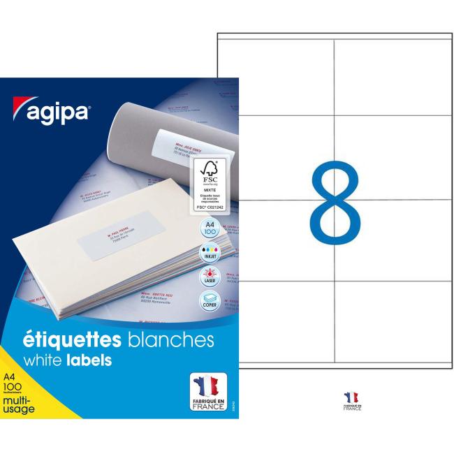 [AG101139] Universal-Etiketten 105 x 72 mm Agipa A4 100 Blatt