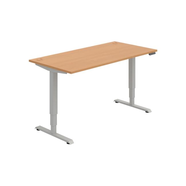 Schreibtisch RUN, PO, 3S, 160x64,5-130,5x80 cm, Buche/Grau