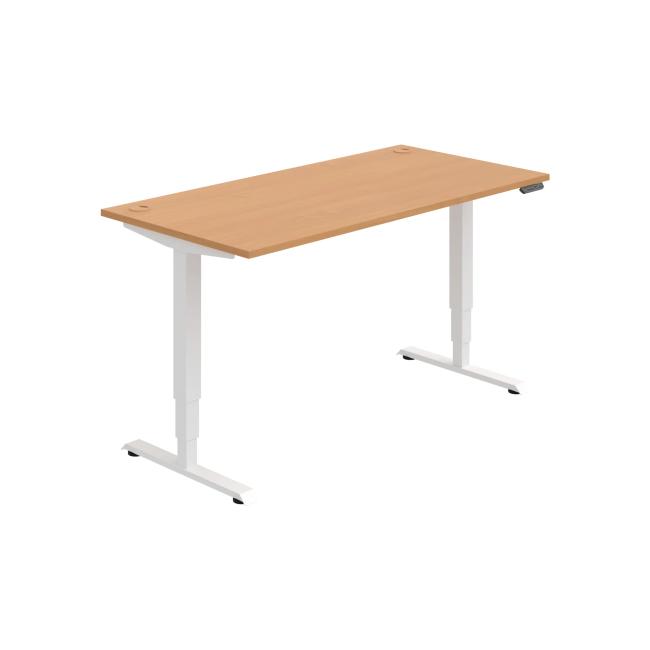 Schreibtisch RUN, PO, 3S, 160x64,5-130,5x80 cm, Buche/Weiß