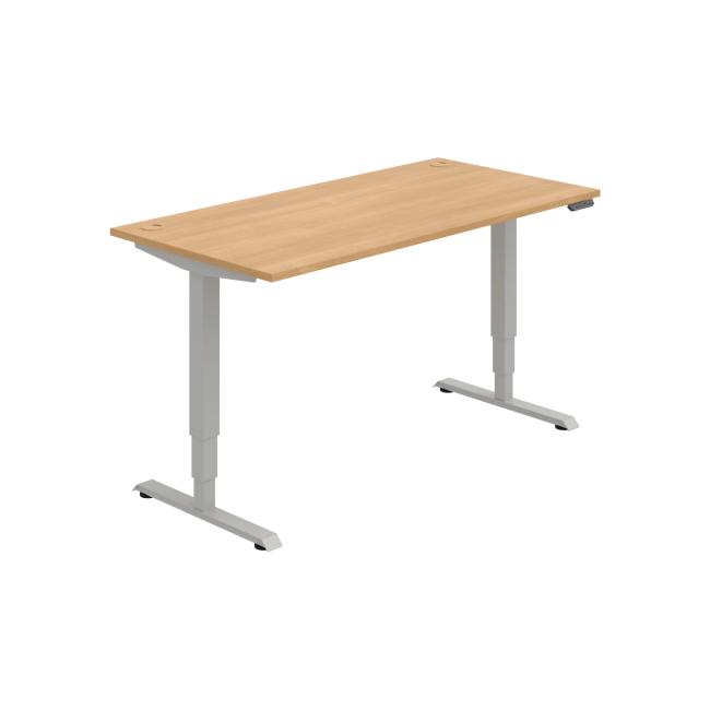 Schreibtisch RUN, PO, 3S, 160x64,5-130,5x80 cm, Eiche/Grau