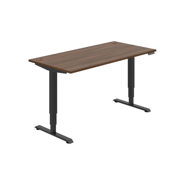 Schreibtisch RUN, PO, 3S, 160x64,5-130,5x80 cm, Walnuss/Schwarz