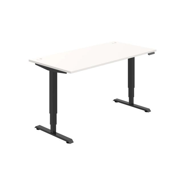 Schreibtisch RUN, PO, 3S, 160x64,5-130,5x80 cm, weiß/schwarz