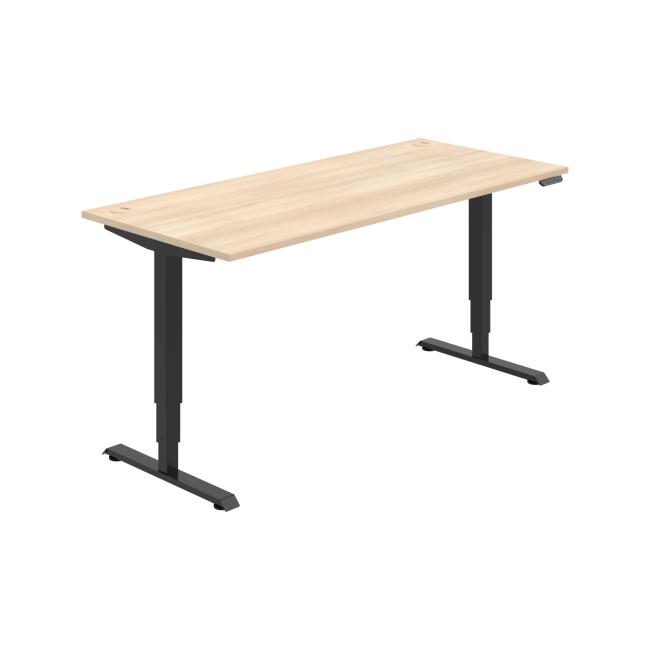 Schreibtisch RUN, PO, 3S, 180x64,5-130,5x80 cm, Akazie/Schwarz