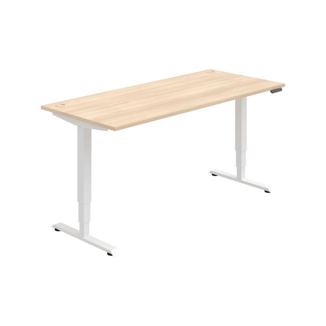 Schreibtisch RUN, PO, 3S, 180x64,5-130,5x80 cm, Akazie/Weiß