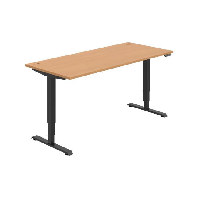 [ON227124] Schreibtisch RUN, PO, 3S, 180x64,5-130,5x80 cm, Buche/schwarz
