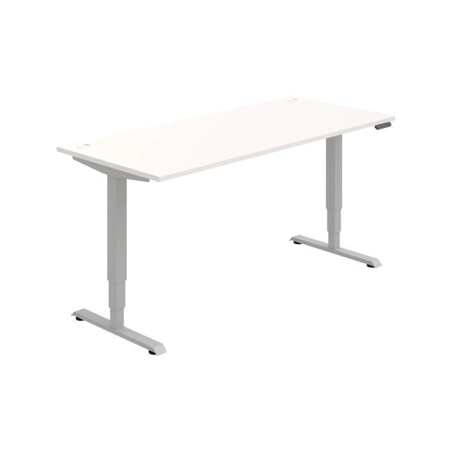 Schreibtisch RUN, PO, 3S, 180x64,5-130,5x80 cm, weiß/grau