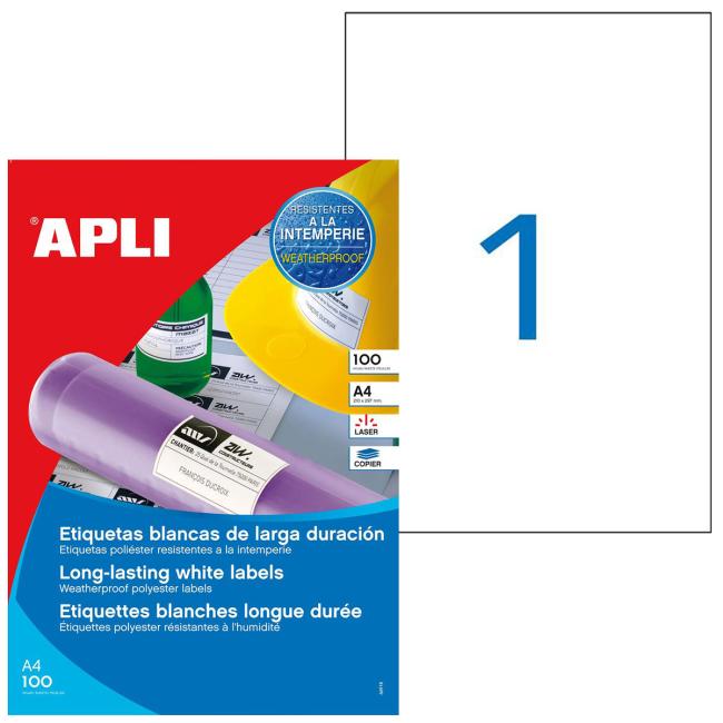 [AG101168] Polyesteretiketten 210 x 297 mm, Agipa, 100 Blatt
