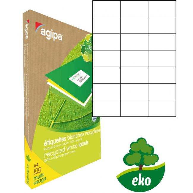 Universelle Recycling-Etiketten 70 x 42,4 mm, Agipa A4, 100 Blatt
