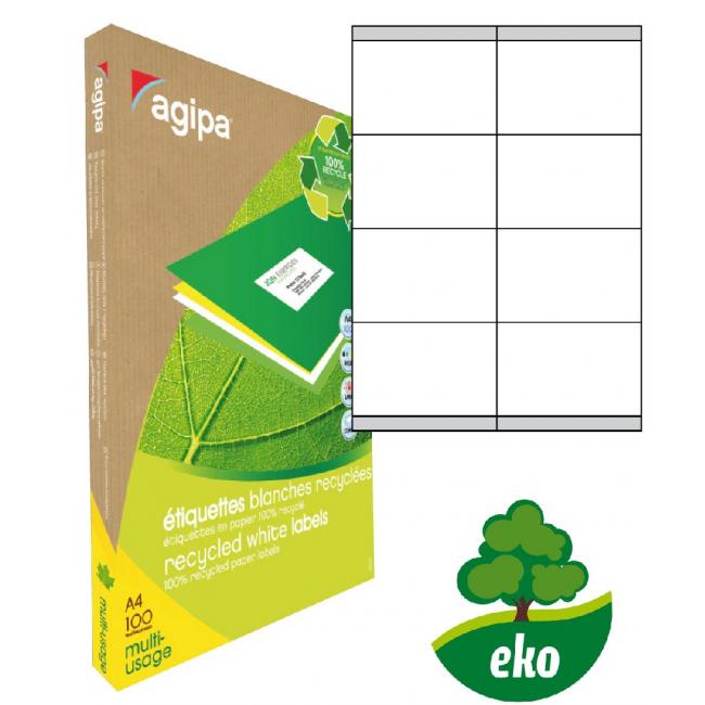 [AG101192] Universelle Recycling-Etiketten 105 x 70 mm, Agipa A4, 100 Blatt