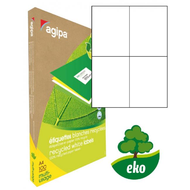 [AG101193] Universelle Recycling-Etiketten 105 x 148,5 mm, Agipa A4, 100 Blatt