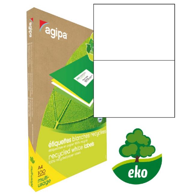 Universelle Recycling-Etiketten 210 x 148,8 mm, Agipa A4, 100 Blatt