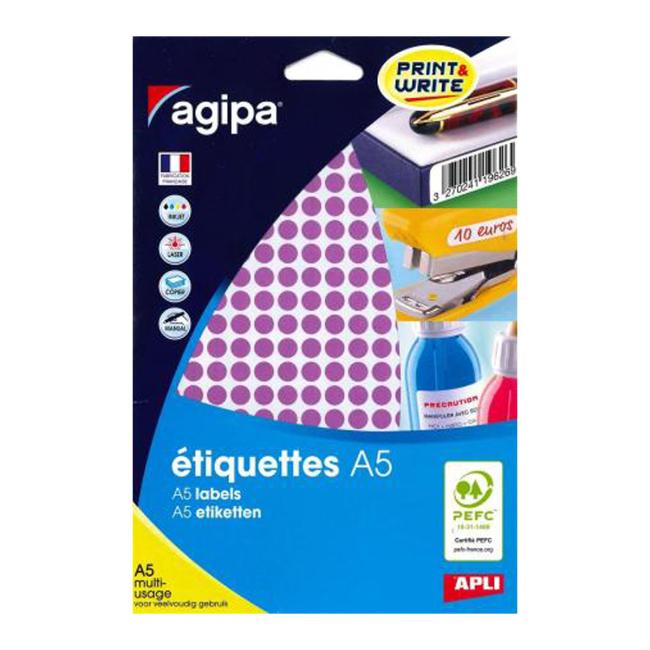 [AG114306] Runde Etiketten 8 mm Agipa A5 lila