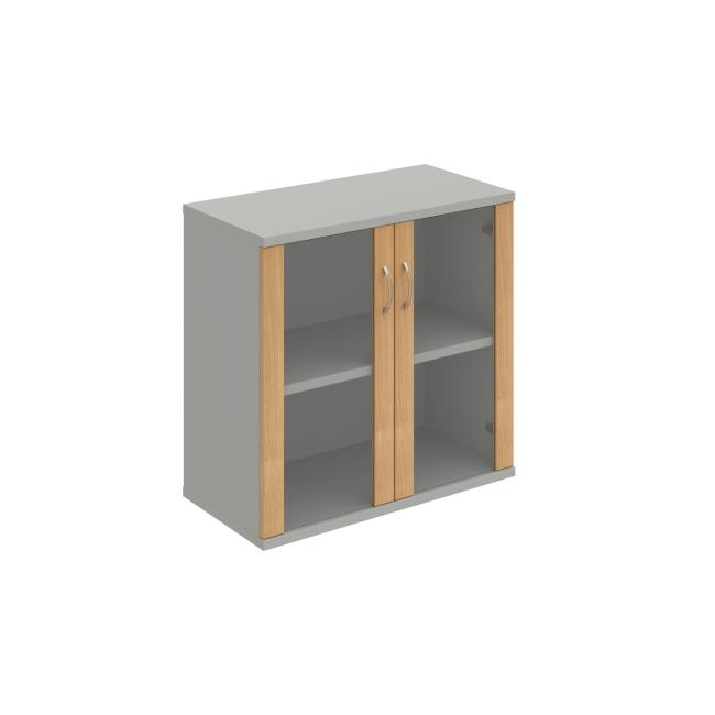 Stabiler Regalschrank, 80 x 76,8 x 40 cm, Eiche/Grau