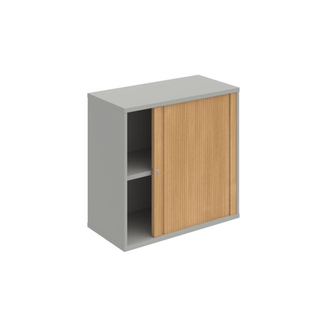 Stabiler Regalschrank, 80 x 76,8 x 40 cm, Eiche/Grau