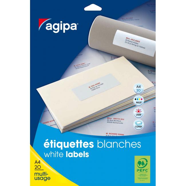 [AG118804] Universal-Etiketten für Ordner 60 x 190 mm, Agipa A4, 20 Blatt