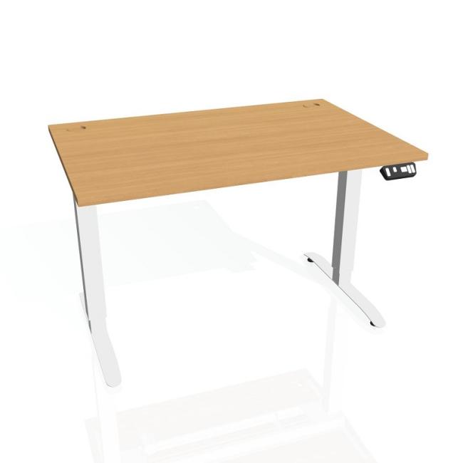 Desk Motion, PO, 3S, 120x61 - 128x80 cm, Buche/Weiß