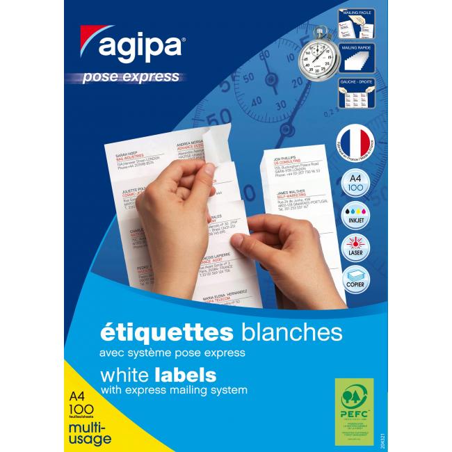 Universal-Etiketten 105 x 37 mm Express Agipa A4 100 Blatt