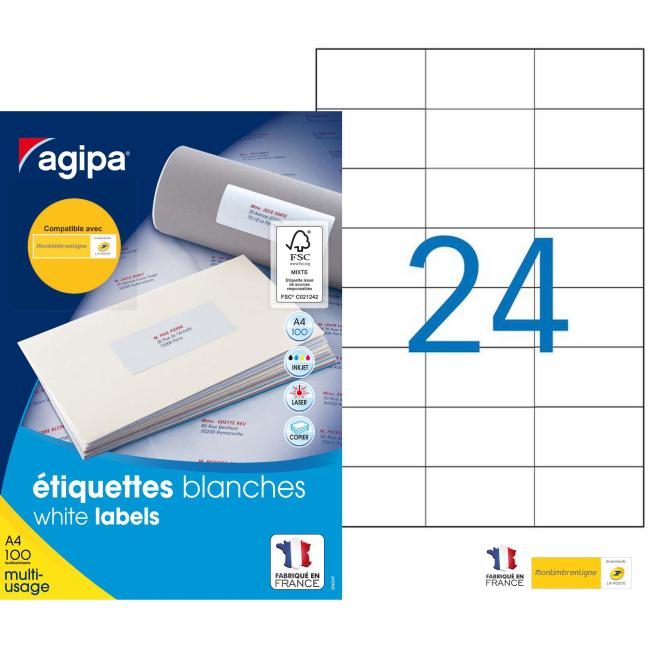 [AG119015] Universal-Etiketten 70x37mm Express Agipa A4 100 Blatt