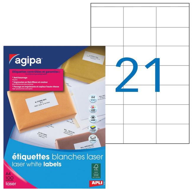 [AG119063] Laseretiketten 70x42mm Agipa A4 100 Blatt