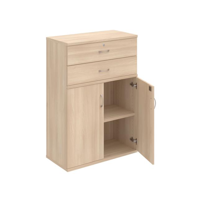 [ON380031] Stabiles Regal, abschließbar, 80 x 115,2 x 40 cm, Akazie/Akazie