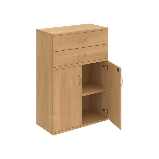 Stabiler Regalschrank, abschließbar, 80 x 115,2 x 40 cm, Eiche/Eiche