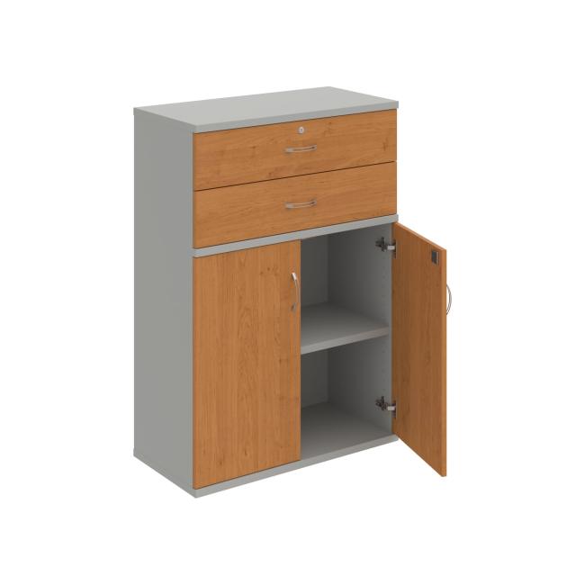 Stabiler Regalschrank, abschließbar, 80 x 115,2 x 40 cm, Erle/Grau