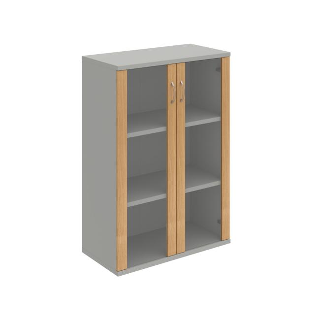 Stabiler Regalschrank, 80 x 115,2 x 40 cm, Eiche/Grau