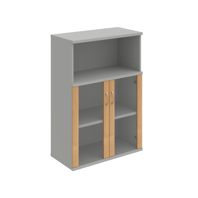 Stabiler Regalschrank, 80 x 115,2 x 40 cm, Eiche/Grau