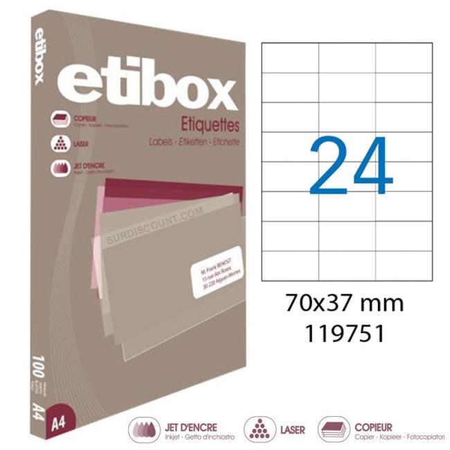 [AG119751] Universal-Etiketten 70x37mm Etibox A4 100 Blatt