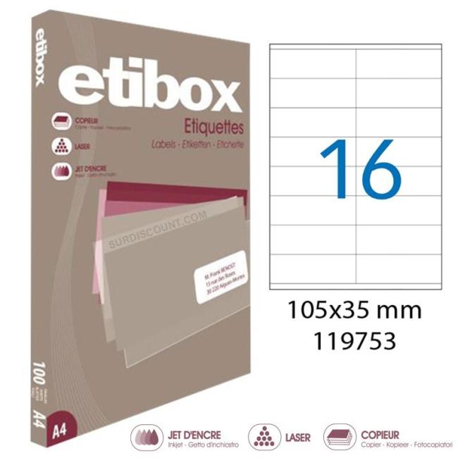 Universal-Etiketten 105 x 35 mm, Etibox A4, 100 Blatt