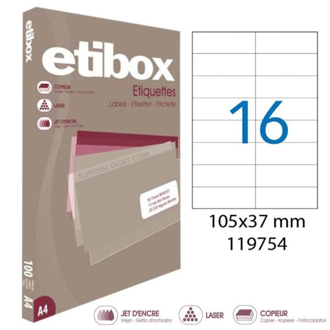 Universal-Etiketten 105 x 37 mm, Etibox A4, 100 Blatt