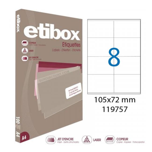 [AG119757] Universal-Etiketten 105 x 72 mm, Etibox A4, 100 Blatt