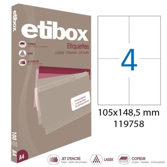 Universal-Etiketten 105 x 148,5 mm, Etibox A4, 100 Blatt
