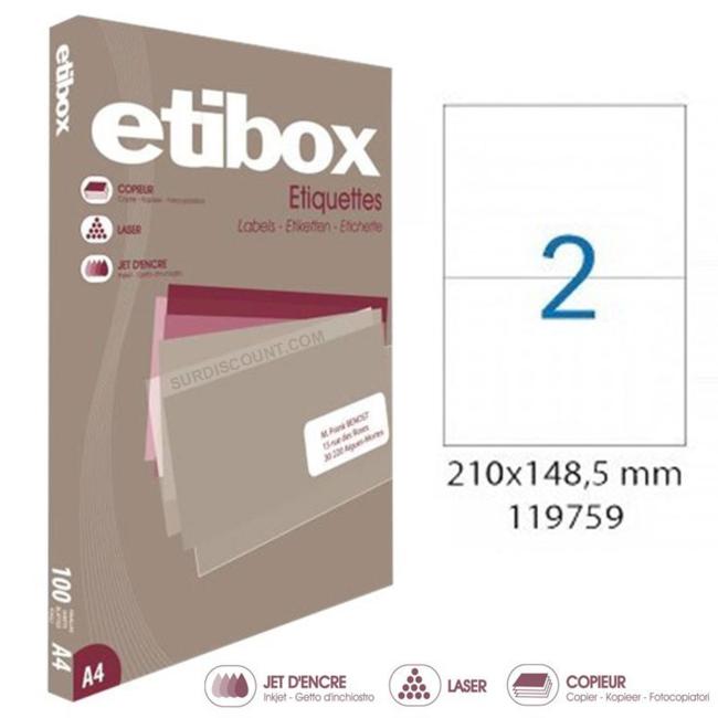 Universal-Etiketten 210 x 148,5 mm, Etibox A4, 100 Blatt