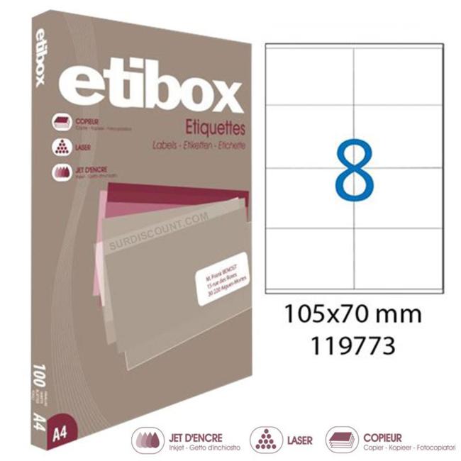 [AG119773] Universal-Etiketten 105 x 70 mm, Etibox A4, 100 Blatt
