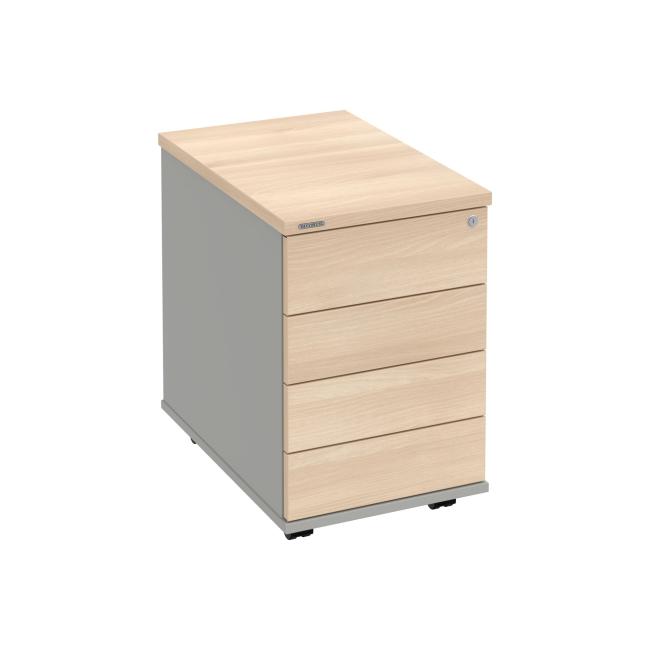 Hobis-Behälter, 40x60x60 cm, grifflos zu öffnen, Akazie/Grau