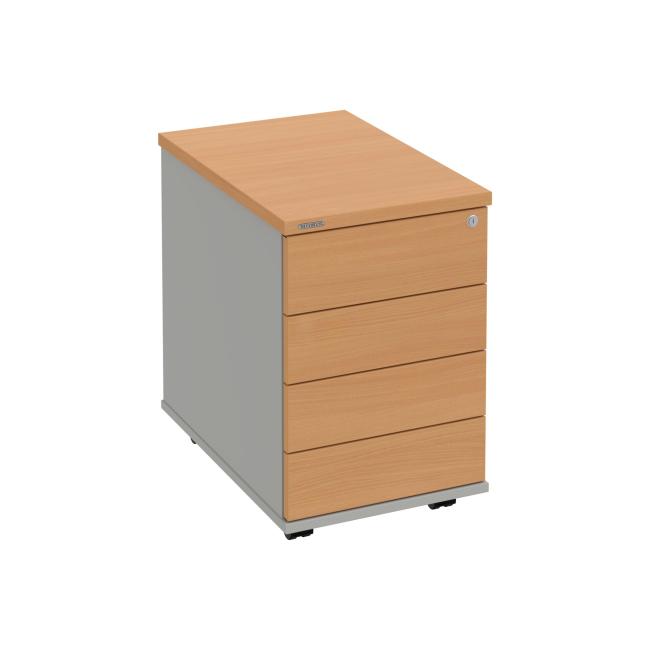 Hobis-Behälter, 40x60x60 cm, grifflos zu öffnen, Buche/grau