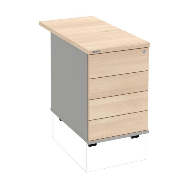 Hobis-Behälter, 40x60x80 cm, grifflos zu öffnen, Akazie/Grau