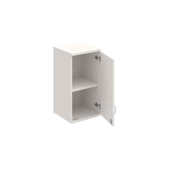 Stabiler Regalschrank, abschließbar, P, oben, 40 x 76,8 x 40 cm, weiß/weiß