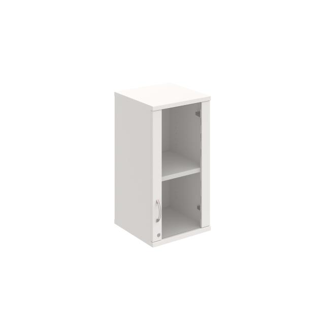 [ON407599] Stabiler Regalschrank, abschließbar, P, oben, 40 x 76,8 x 40 cm, weiß/weiß
