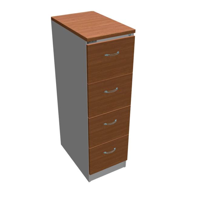 Aktenschrank OP mit vier Schubladen, 41,6 x 134,5 x 64 cm, Erle/Grau