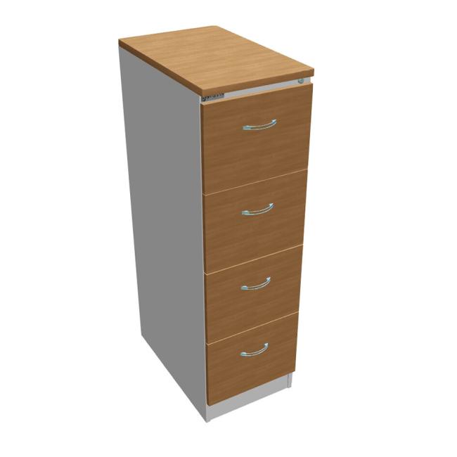 Aktenschrank OP mit vier Schubladen, 41,6 x 134,5 x 64 cm, Eiche/Grau