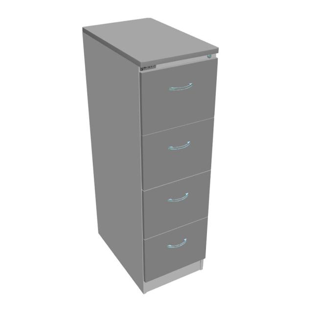 [ON411180] Aktenschrank OP mit vier Schubladen, 41,6 x 134,5 x 64 cm, grau/grau