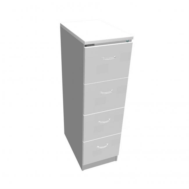 Aktenschrank OP mit vier Schubladen, 41,6 x 134,5 x 64 cm, weiß/grau