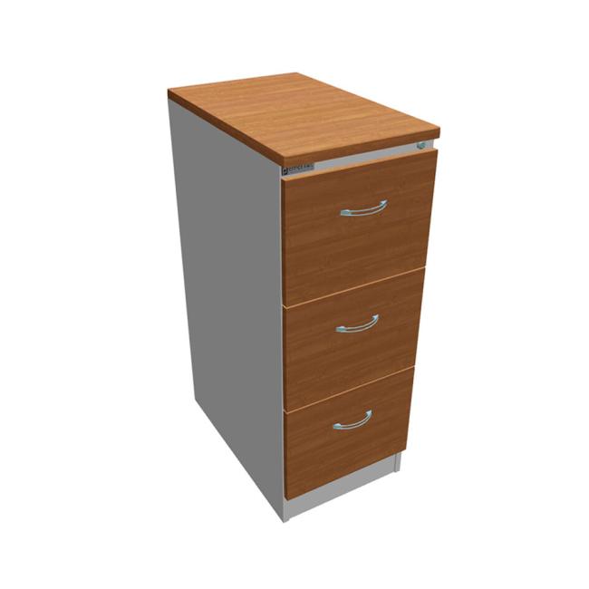 Aktenschrank OP mit drei Schubladen, 41,6 x 104 x 64 cm, Erle/Grau