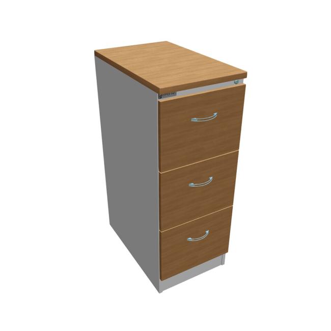 Aktenschrank OP mit drei Schubladen, 41,6 x 104 x 64 cm, Eiche/Grau